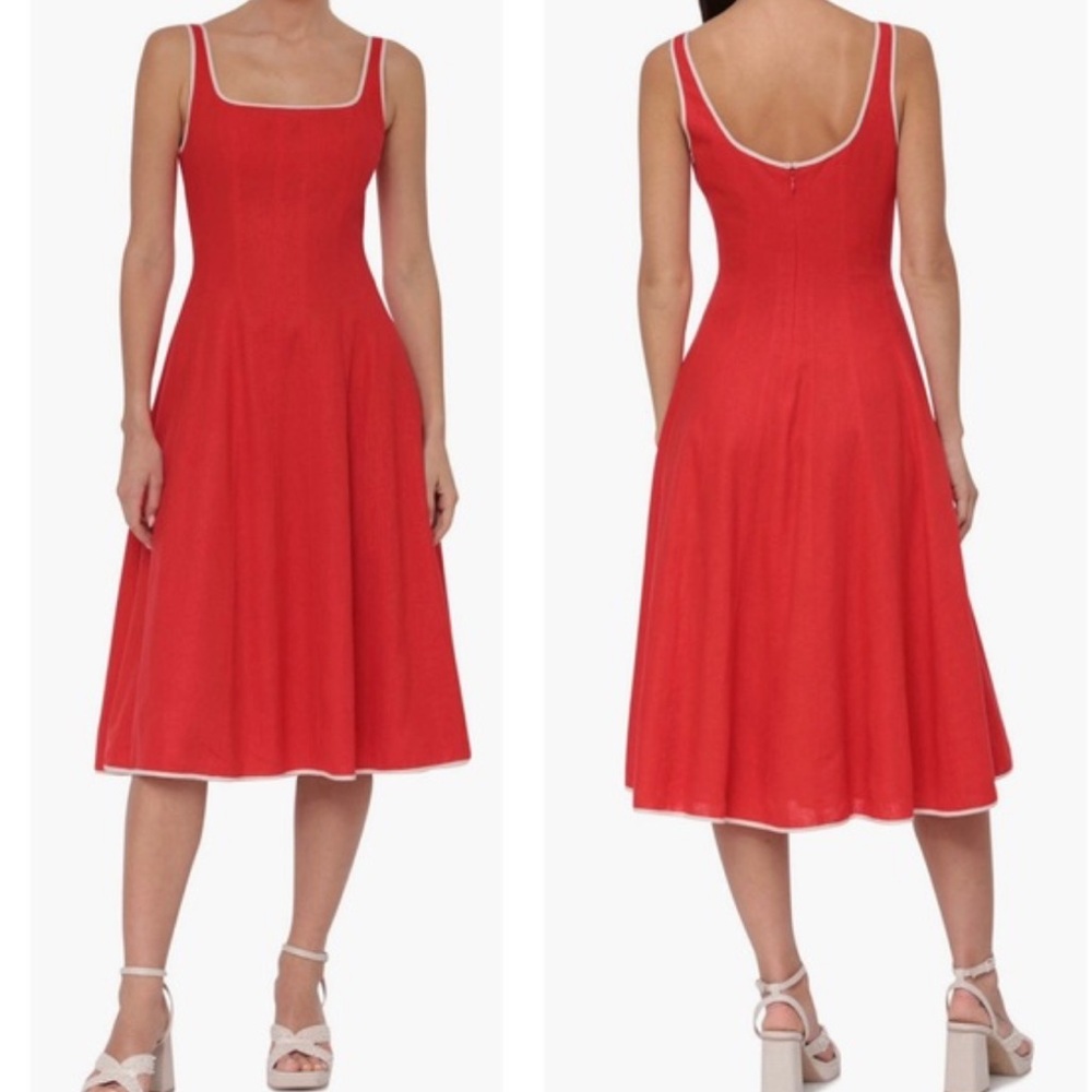 Free People 7 for all mankind red linen fit and flare dress size S